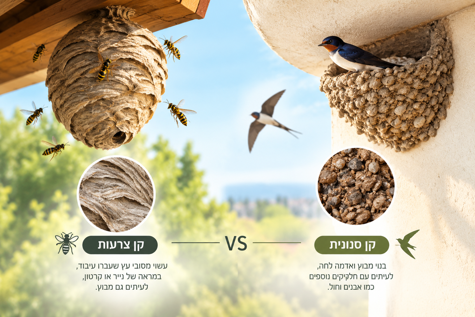 תמונת אווירה על תוכן העשרה למשתמשים מה ההדבל בין קן של סנונית לקן של צרעה מידי סול הדברות מומחי הדברות באיזורי המרכז בארת ישראל עם מעל 4 כוכבים בגוגל ואין ספור ביקורות טובות אם זה בסושייאל או בגוגל איי ביזנסנס. של העסק סול הדברות